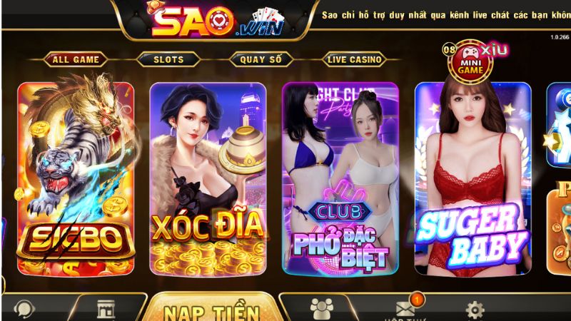 Saowin: Game bài đổi thưởng đẳng cấp ngôi sao châu Á 3 Kho game chất lượng dành cho dân cược