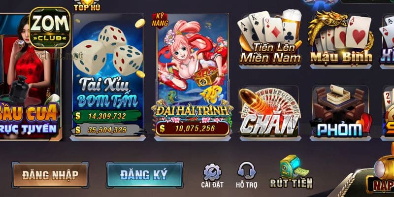 ZomClub: Game bài đổi thưởng giải trí vui chơi cho gen Z 4 Kho game cá cược hấp dẫn